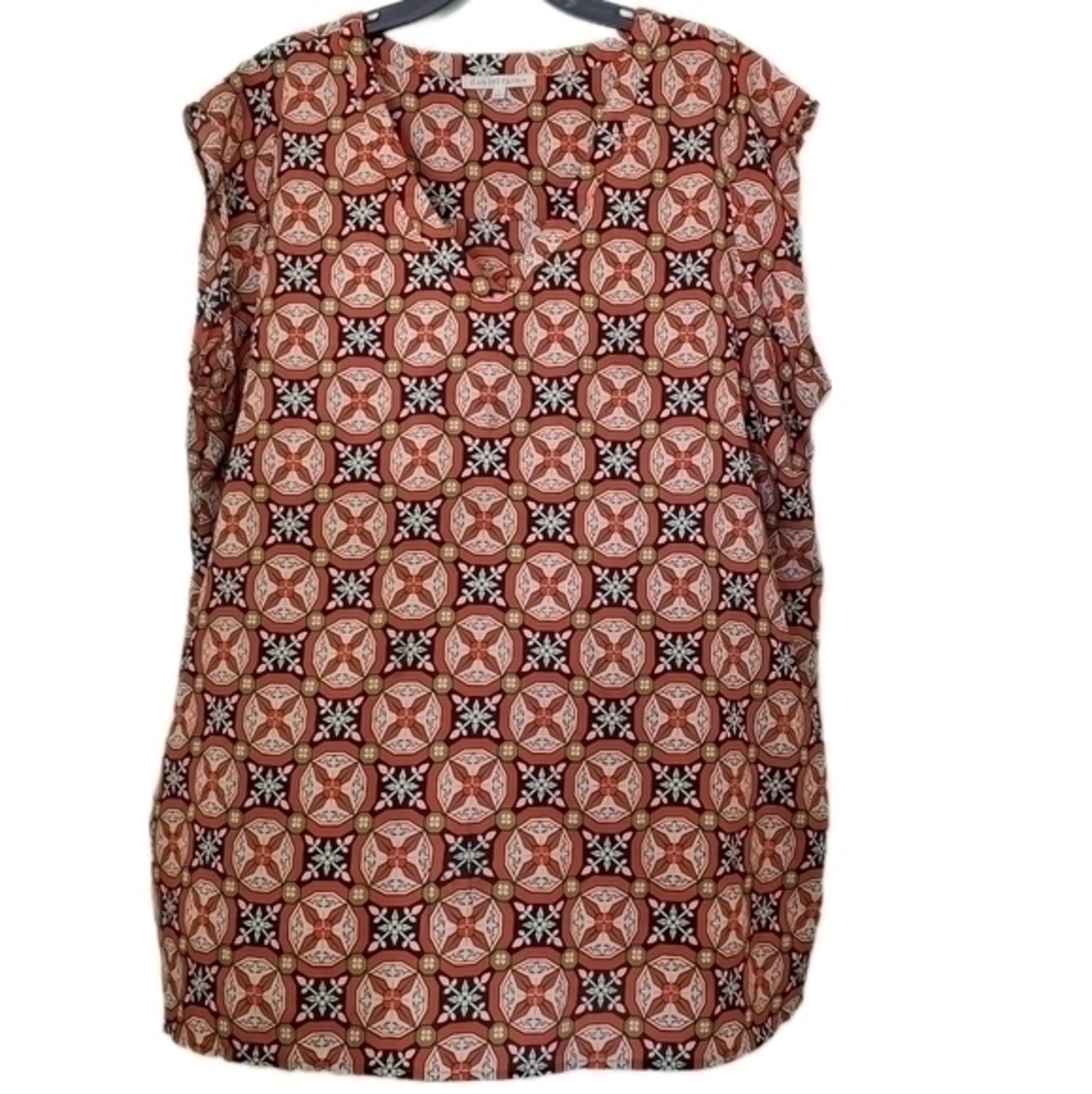 Daniel Rainn Women's Stitch Fix Red Orange Geometric Mandala Woven Top‎